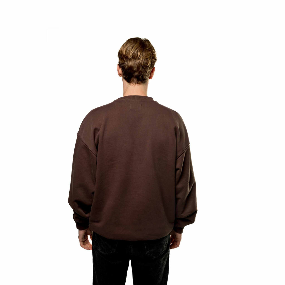 OVERSIZED CREST ORGANIC COTTON SWEATSHIRT 430GSM - COFFEE BEAN BROWN - ThreefiveThree.com