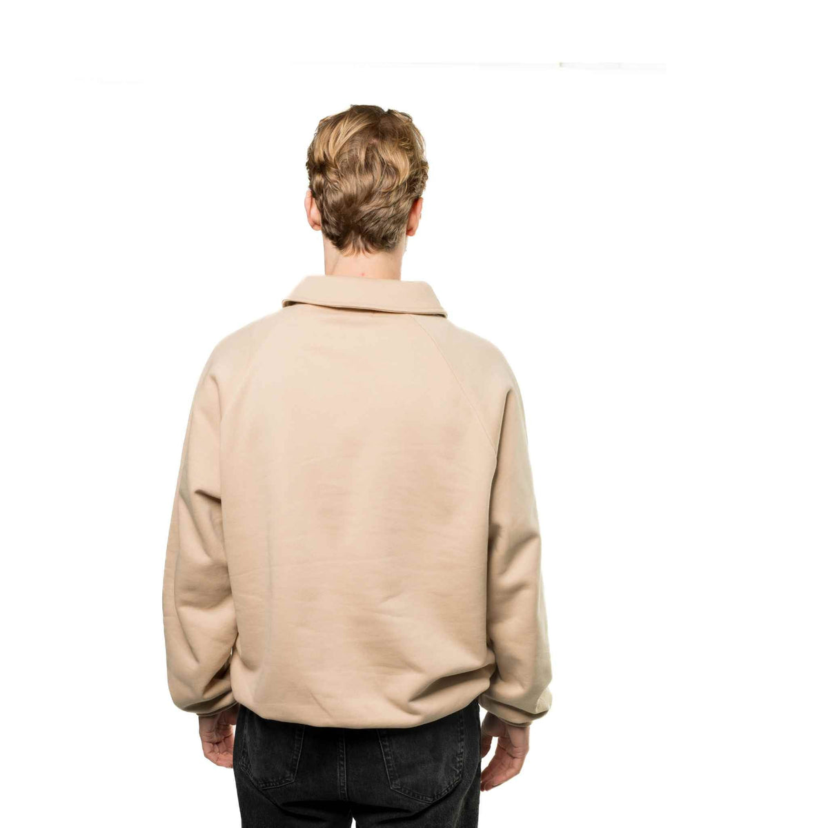OVERSIZED QUARTER ZIP CREST SWEATSHIRT 300GSM - WHEATEN - ThreefiveThree.com