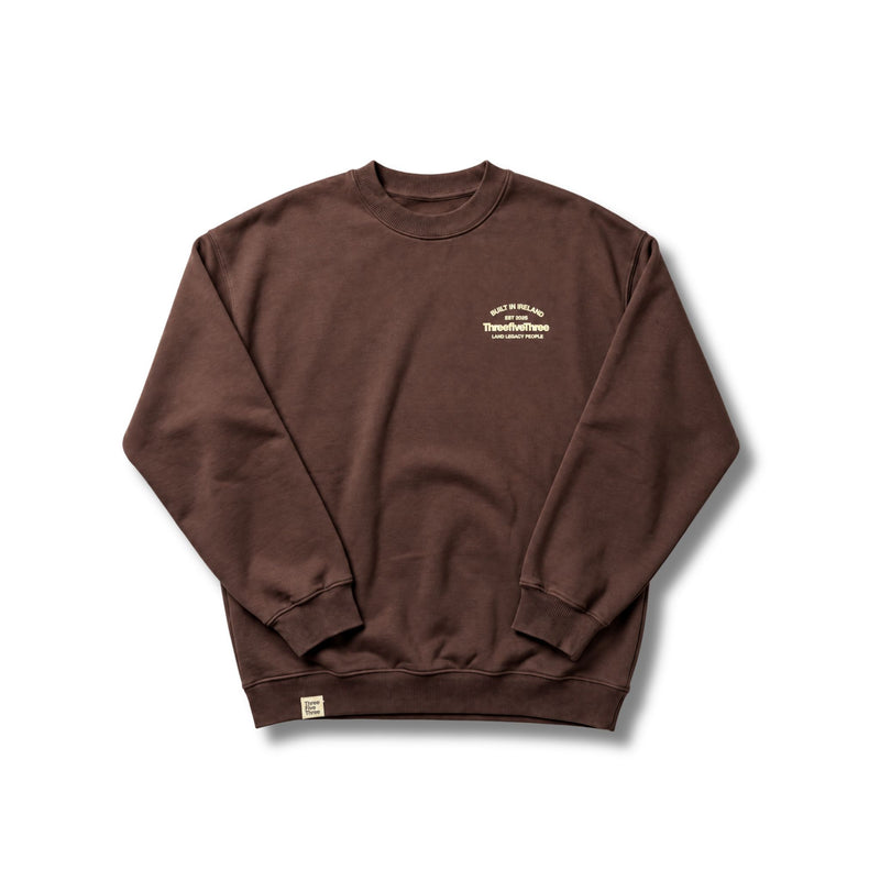 OVERSIZED CREST ORGANIC COTTON SWEATSHIRT 430GSM  - COFFEE BEAN BROWN
